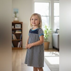 Hanna Andersson Navy and White Striped Dress